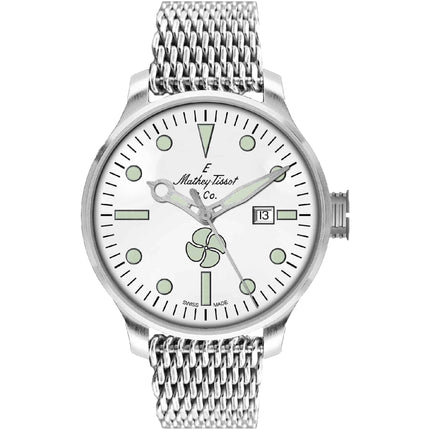 Mathey Tissot Men's Watch - Elica Automatic White Dial Steel Bracelet | U121AI ,