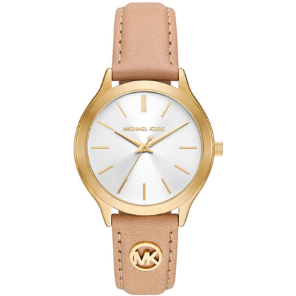 Michael Kors Women's Watch - Slim Runway Quartz White Dial Leather Strap | MK7533 ,