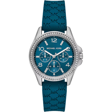 Michael Kors Women's Watch - Pilot Quartz Blue Dial Rubber Strap | MKO1004 ,