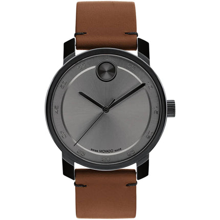 Movado Men's Watch - New Bold Access Quartz Grey Dial Leather Strap | 3600917 ,