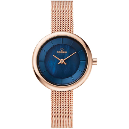 Obaku Women's Watch - Stille Blue Dial Plated Stainless Steel Bracelet | V146LXVLMV ,