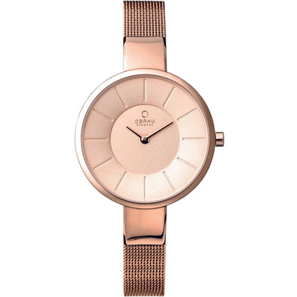 Obaku Women's Watch - Denmark Rose Gold Dial Plated Steel Bracelet | V149LXVVMV ,