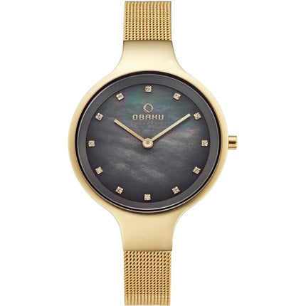 Obaku Women's Watch - Classic Black Mother of Pearl Dial Bracelet | V173LXGJMG ,