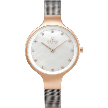 Obaku Women's Watch - Rose White Mother of Pearl Dial Steel Bracelet | V173LXVWMC ,
