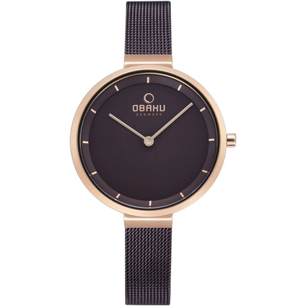 Obaku Women's Watch - Walnut Grey Dial Plated Stainless Steel Bracelet | V225LXVNMN ,