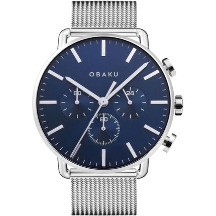 Obaku Men's Watch - Classic Quartz Blue Dial Stainless Steel Bracelet | V232GCCLMC ,