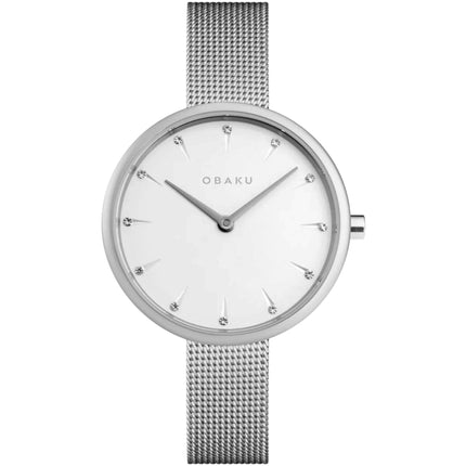 Obaku Women's Watch - Notat Quartz White Dial Stainless Steel Bracelet | V233LXCIMC ,