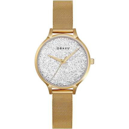 Obaku Women's Watch - Stjerner Silver Dial Plated Steel Bracelet | V238LXGWMG ,
