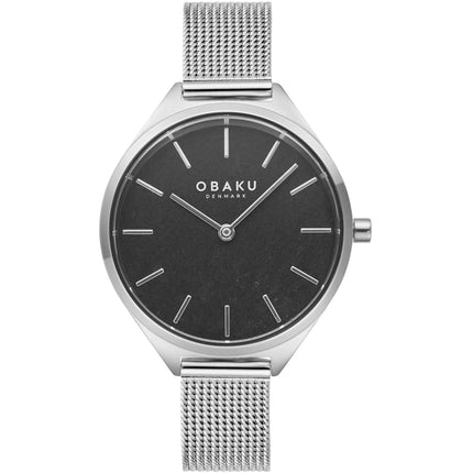 Obaku Women's Watch - Kaffe Quartz Black Dial Stainless Steel Bracelet | V257LHCNMC ,