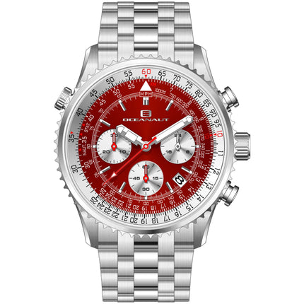 Oceanaut Men's Watch - Flight Quartz Red Dial Stainless Steel Bracelet | OC0124 ,