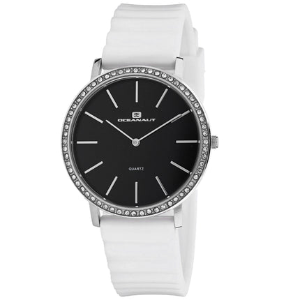 Oceanaut Women's Watch - Ripple Quartz Black Dial White Rubber Strap | OC0262 ,