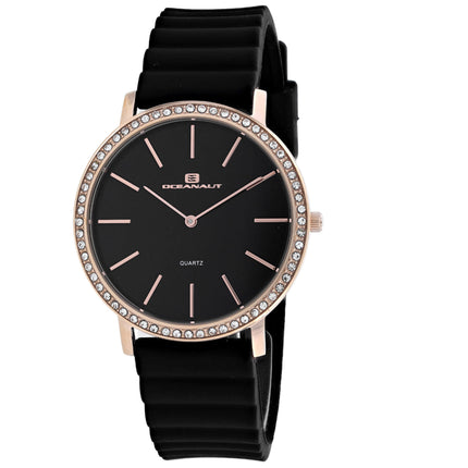 Oceanaut Women's Watch - Ripple Rose Gold Case Black Dial Rubber Strap | OC0265 ,