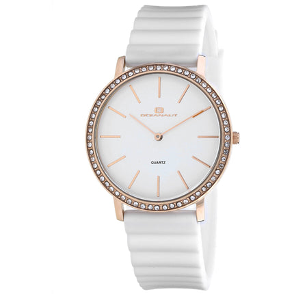 Oceanaut Women's Watch - Ripple Yellow Gold Case White Dial Rubber Strap | OC0266 ,