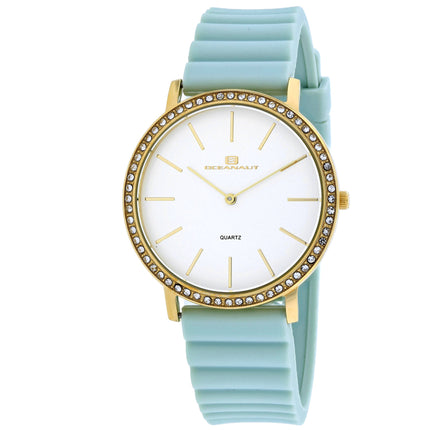 Oceanaut Women's Watch - Ripple Quartz White Dial Green Rubber Strap | OC0267 ,