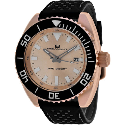 Oceanaut Men's Watch - Submersion Quartz Rose Gold Dial Rubber Strap | OC0525 ,