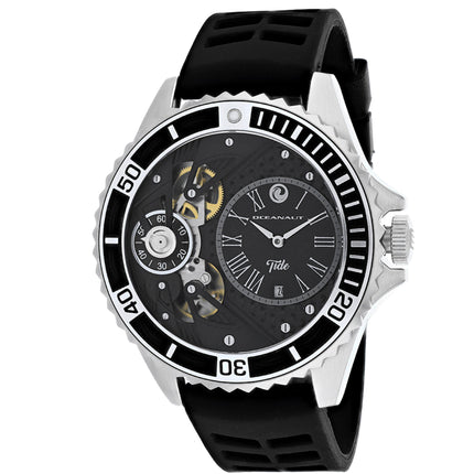Oceanaut Men's Watch - Tide Quartz Silver Tone Case Black Dial Rubber Strap | OC0991 ,