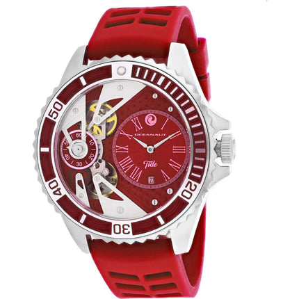 Oceanaut Men's Watch - Tide Quartz Silver Tone Case Red Dial Rubber Strap | OC0993 ,