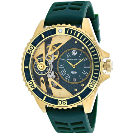 Oceanaut Men's Watch - Tide Quartz Yellow Gold Case Green Dial Rubber Strap | OC0995 ,