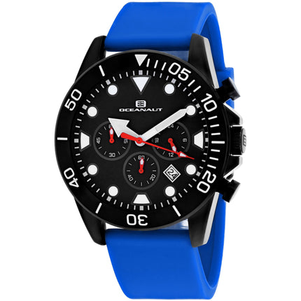 Oceanaut Men's Watch - Naval Quartz Black Dial Blue Rubber Strap | OC1313 ,