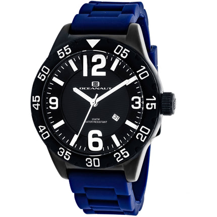 Oceanaut Men's Watch - Aqua One Quartz Black Dial Blue Rubber Strap | OC2713 ,