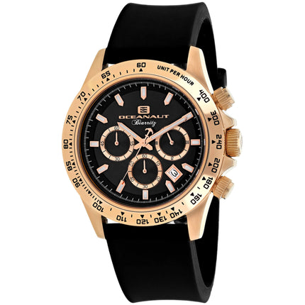Oceanaut Men's Watch - Biarritz Rose Gold Case Black Dial Rubber Strap | OC6119R ,