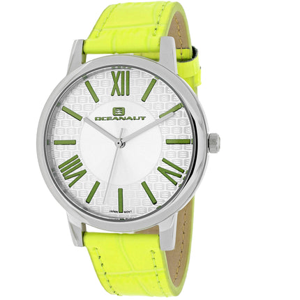 Oceanaut Women's Watch - Moon Quartz White Dial Apple Green Leather Strap | OC7213 ,