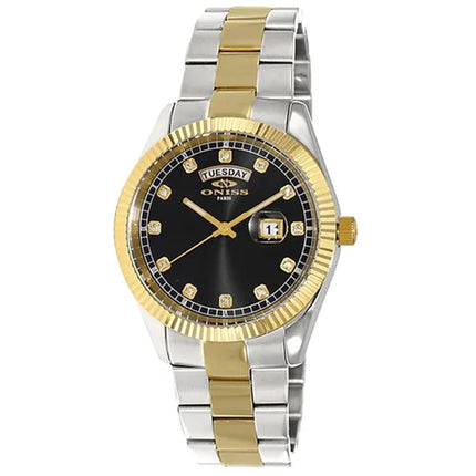 Oniss Men's Watch - Admiral Black Dial Plated Stainless Steel Bracelet | ON3881-2TBK ,