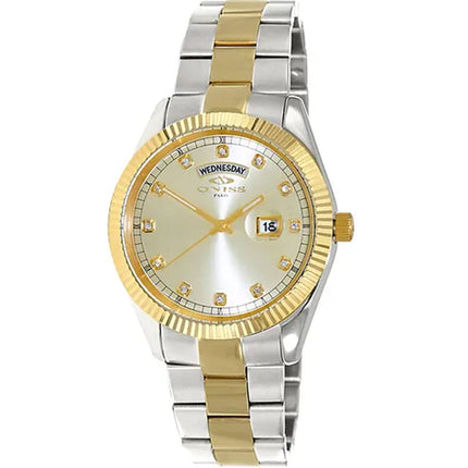 Oniss Men's Watch - Admiral Gold Dial Plated Stainless Steel Bracelet | ON3881-2TGO ,