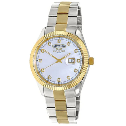 Oniss Men's Watch - Admiral White Dial Plated Stainless Steel Bracelet | ON3881-2TWT ,