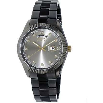 Oniss Men's Watch - Admiral Grey Dial Plated Stainless Steel Bracelet | ON3881-IPBB ,