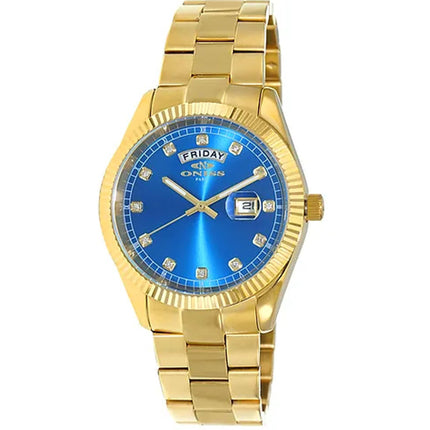 Oniss Men's Watch - Admiral Blue Dial Plated Stainless Steel Bracelet | ON3881-MBBU ,