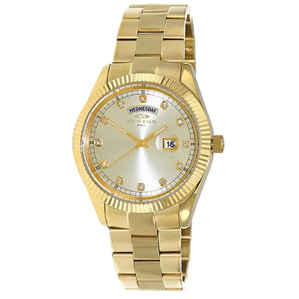 Oniss Men's Watch - Admiral Gold Dial Plated Stainless Steel Bracelet | ON3881-MGG ,