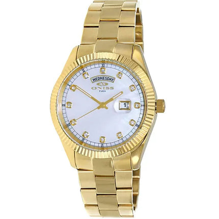 Oniss Men's Watch - Admiral White Dial Plated Stainless Steel Bracelet | ON3881-MGWT ,