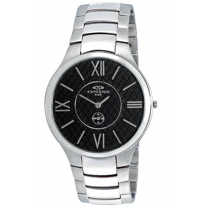 Oniss Men's Watch - Slim Quartz Black Dial Stainless Steel Bracelet | ON5549-MBK ,