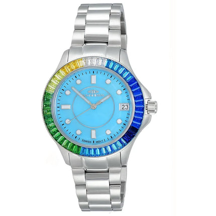Oniss Women's Watch - Crown Quartz Blue Dial Stainless Steel Bracelet | ON7323-70LBU ,