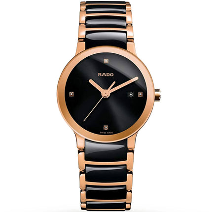 Rado Women's Watch - Centrix Jubile Black Dial Two Tone Bracelet | R30555712 ,