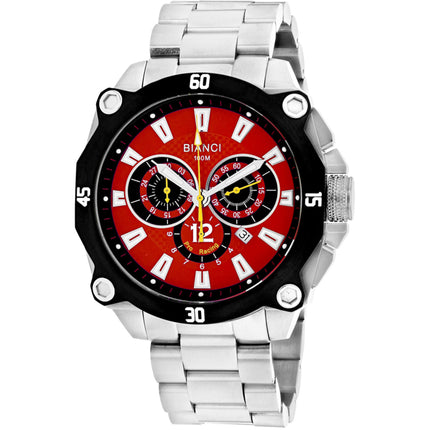 Roberto Bianci Men's Watch - Enzo Quartz Red Dial Stainless Steel Bracelet | RB71010 ,