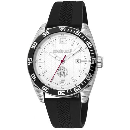 Roberto Cavalli Men's Watch - Classic Quartz Silver Dial Rubber Strap | RC5G018P0015 ,