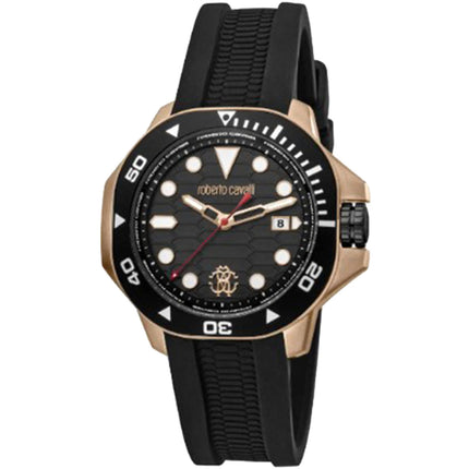 Roberto Cavalli Men's Watch - Classic Quartz Black Dial Rubber Strap | RC5G044P0085 ,