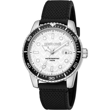 Roberto Cavalli Men's Watch - Classic Quartz Silver Dial Rubber Strap | RC5G084P0055 ,