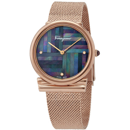 Salvatore Ferragamo Women's Watch - Gancini Slim Black MOP Dial Bracelet | SFIY00819 ,