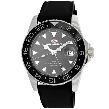Seapro Men's Watch - Agent Quartz Silver Tone Case Grey Dial Rubber Strap | SP0120 ,