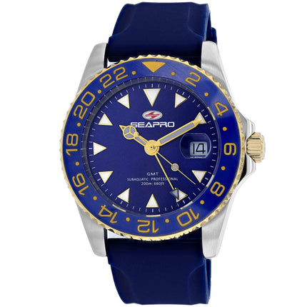 Seapro Men's Watch - Agent Quartz Silver Tone Case Blue Dial Rubber Strap | SP0124 ,