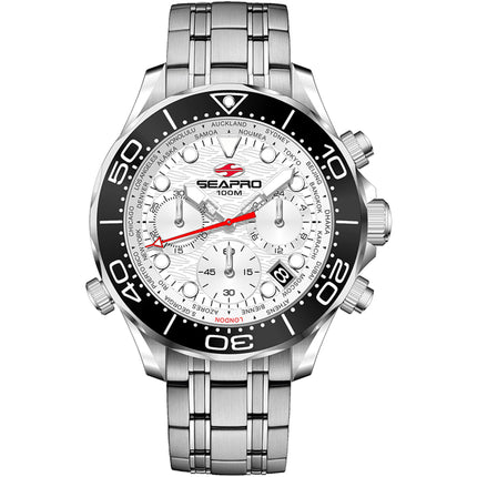 Seapro Men's Watch - Mondial Timer White Dial Stainless Steel Bracelet | SP0151 ,
