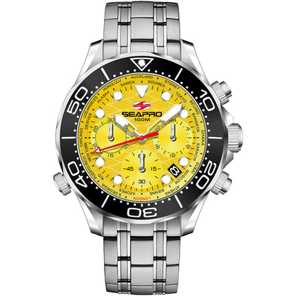 Seapro Men's Watch - Mondial Timer Yellow Dial Stainless Steel Bracelet | SP0153 ,