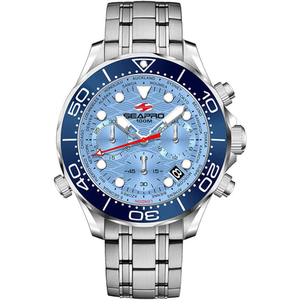 Seapro Men's Watch - Mondial Timer Blue Dial Stainless Steel Bracelet | SP0156 ,