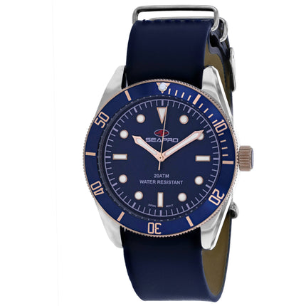 Seapro Men's Watch - Revival Quartz Silver Tone Case Blue Leather Strap | SP0303 ,