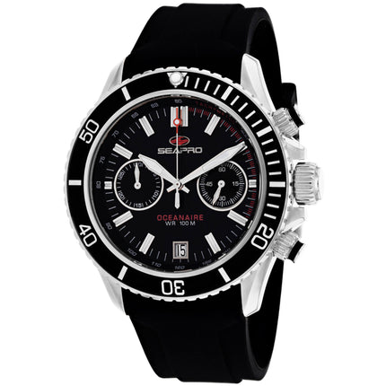 Seapro Men's Watch - Thrash Quartz Silver Tone Case Black Dial Rubber Strap | SP0330 ,