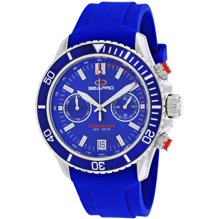 Seapro Men's Watch - Thrash Quartz Silver Tone Case Blue Dial Rubber Strap | SP0332 ,