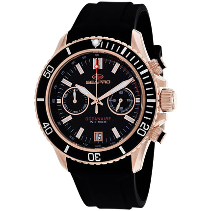 Seapro Men's Watch - Thrash Quartz Rose Gold Case Black Dial Rubber Strap | SP0333 ,